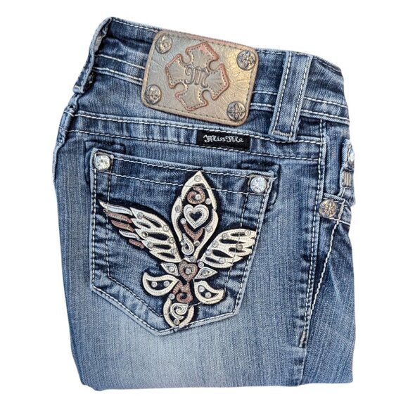 Miss Me Size 24 Tall Long Bootcut Jeans Embellished Pockets Style# JP5740B - Picture 4 of 9